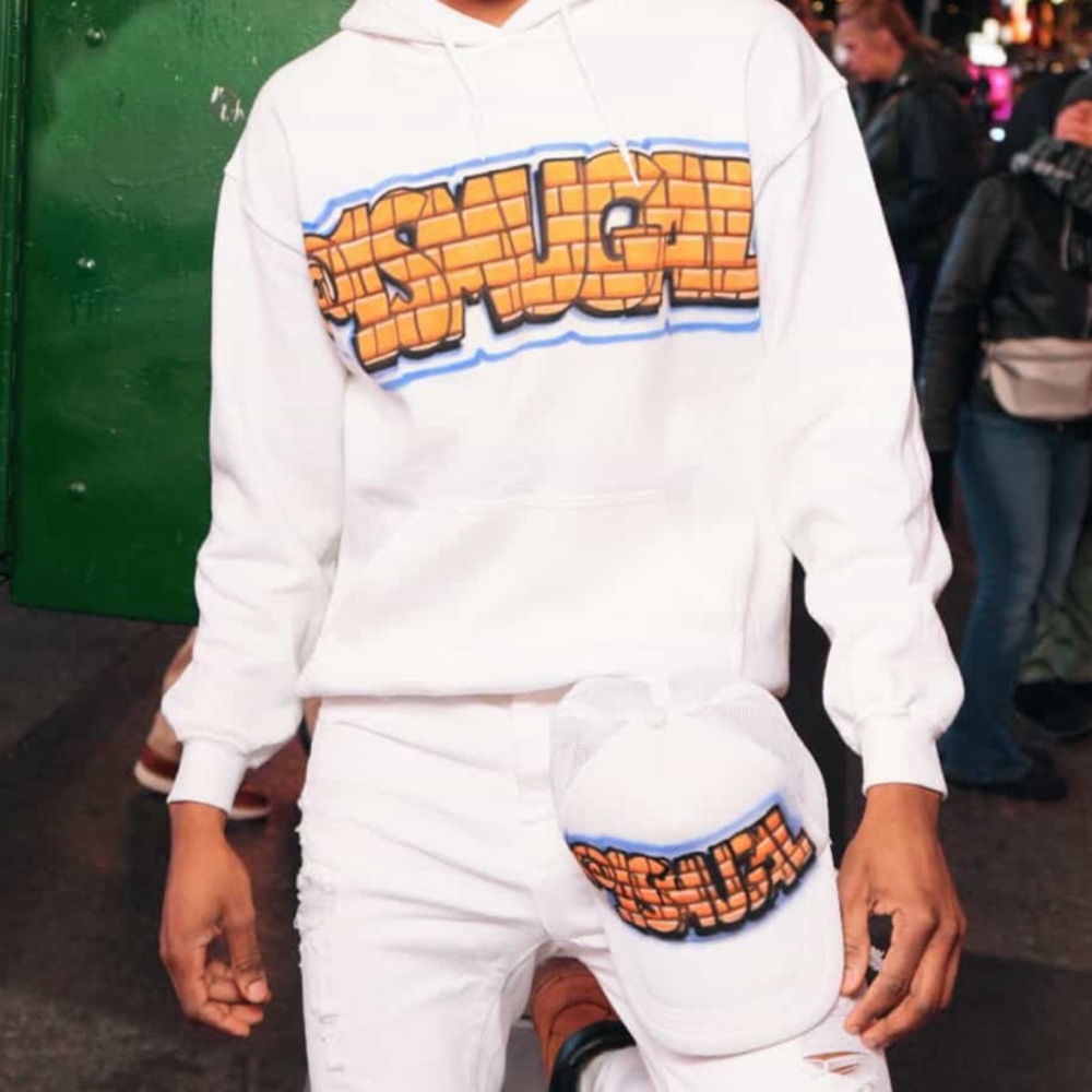 1Smugal Hoodie & Cap Set with Orange and Blue Graphic